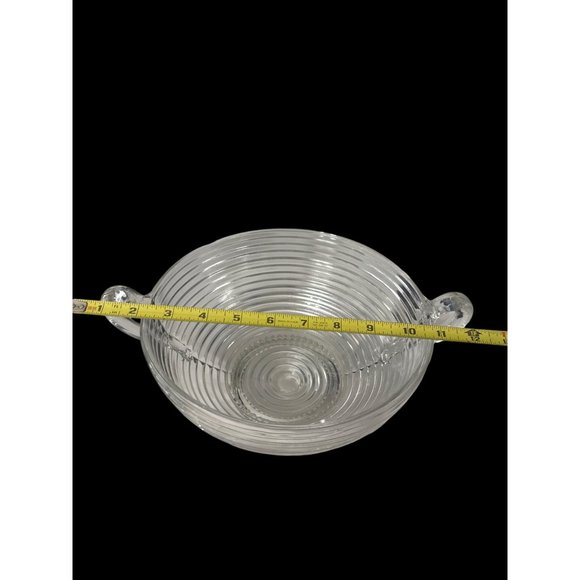 Vintage 1938-43 Anchor Hocking clear Manhattan large footed fruit bowl FLAW - Picture 4 of 6